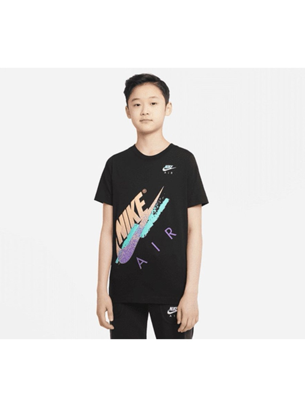 Nike Air Beach Brandmark Big Kids (Boys) T-Shirt Black Size M Medium DH6520-010
